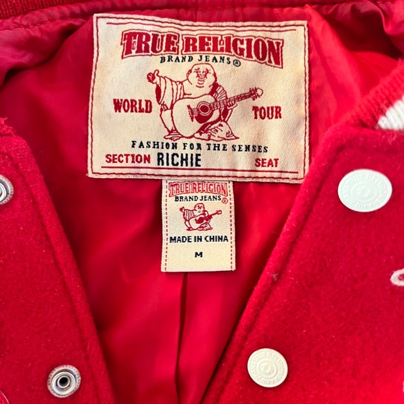🍎Y2K TRUE RELIGION  Apple Red Varsity jacket (SIZE S-M) Y2K - Picture 6 of 12